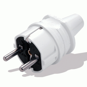 Вилка разборная 16А, круглая, с/з, белая, IP20, 1/30/300 GRV-P-16-R-G-W-IP20