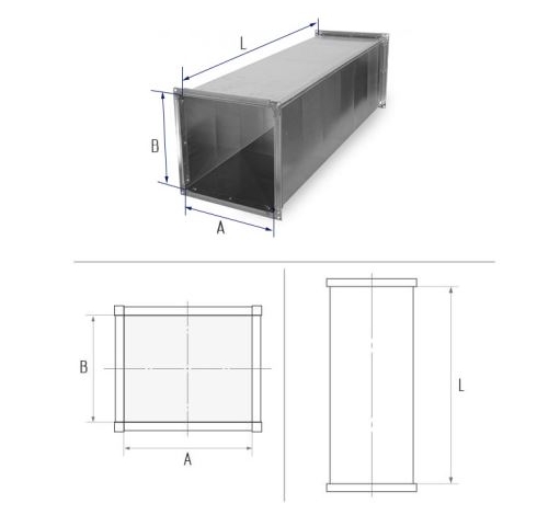 Воздуховод ш20/ш20 300x300 Оцин 0,7 L=1250