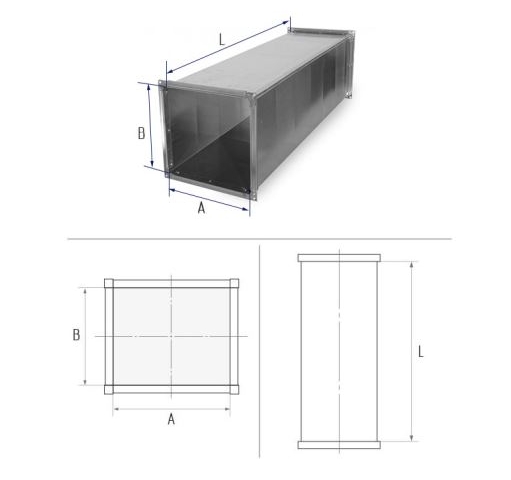 Воздуховод ш20/ш20 500x300 Оцин 0,8 L=1250