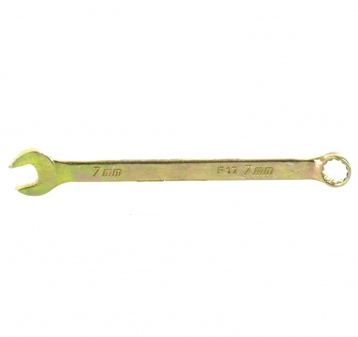 Ключ комбинированный, 7 мм, желтый цинк// Сибртех