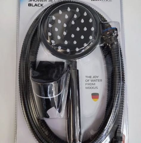 MIXXUS  SHOWER SET-01 BLACK (шланг, лейка, кронштейн) из нерж.стали  (60 шт/ящ)
