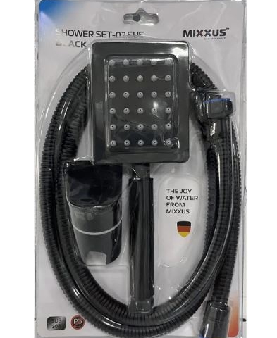 MIXXUS  SHOWER SET-02 (шланг, лейка, кронштейн) из нерж.стали  (60 шт/ящ)