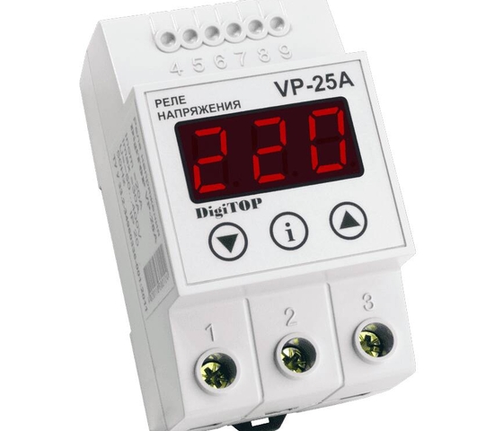 Реле напряжения V-protector Vp-25А DIN DigiTop 