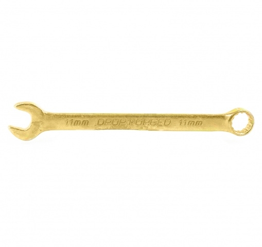 Ключ комбинированный, 11 мм, желтый цинк// Сибртех