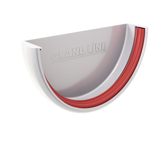 Заглушка желоба Классика 120 ПВХ Grand Line белая (RAL 9003) (уп. 72шт)