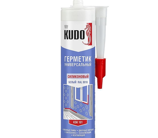 Герметик силикон универс белый / 280мл/ KUDO
