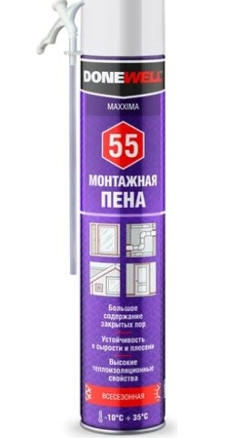 Пена полиуретановая монтажная бытовая Donewell MAXXIMA 55 всесезонная