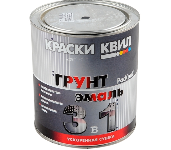 Грунт-эмаль Раскрас Черная / 2,5 кг / 3в1