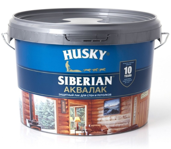 Лак акриловый (водный) бесцветный «Аквалак»  (0,9л;12шт) HUSKY SIBERIAN
