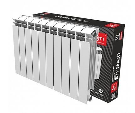 Биметаллический радиатор STI MAXI 500 100 (10 секций) вес 17,6кг, 1,68 кВТ