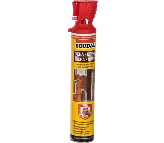 Пена Soudal бытовая, GENIUS GUN многократного применения 12*750 мл/880гр 131132