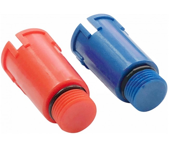 Набор цветных удлиненных заглушек 1/2'' (компл. 2 шт.) (100/1) (синий/красный) VALFEX