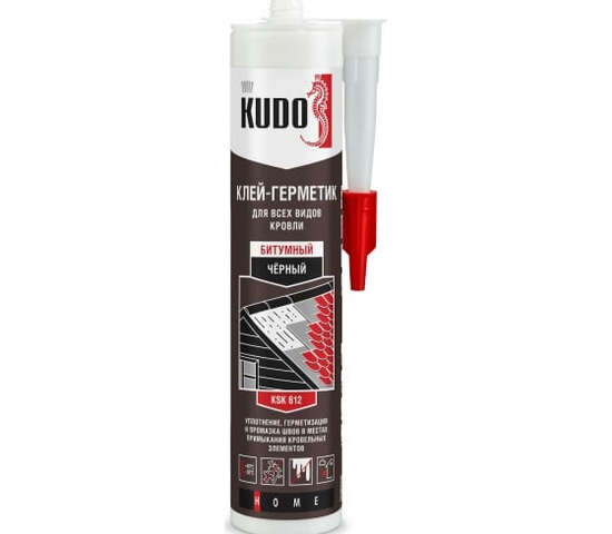 Клей-герметик KUDO HOME KSK-612 битумный для всех видов кровли, черный, 280 мл