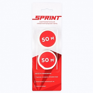 Нить уплотнит набор катушек 3х50м вода, газ в блистере SPRINT 04063